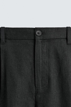 ZARA ШОРТЫ RELAXED FIT ИЗ ЛЬНА И ВИСКОЗЫ, ЧЕРНЫЙ