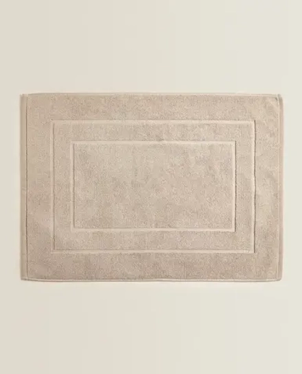 ZARA HOME ХЛОПКОВЫЙ НЕСКОЛЬЗЯЩИЙ КОВРИК ДЛЯ ВАННОЙ, БЕЖЕВЫЙ