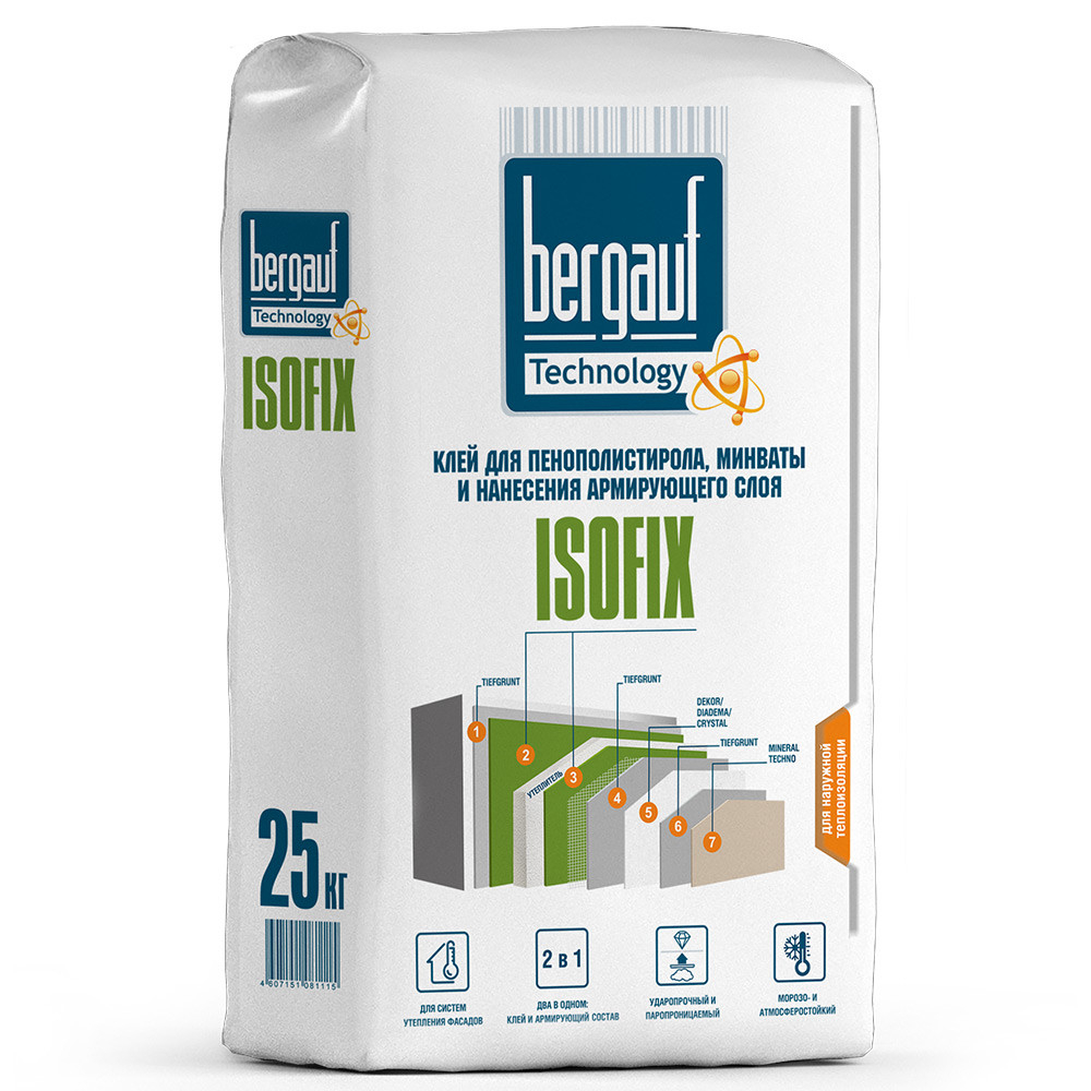 Клей для теплоизоляции Bergauf Isofix Winter 25 кг