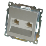 Розетка компьютерная 2-местная RJ-45 (механизм) STEKKER GLS00-7109-03 , серия Катрин, серебро 50005