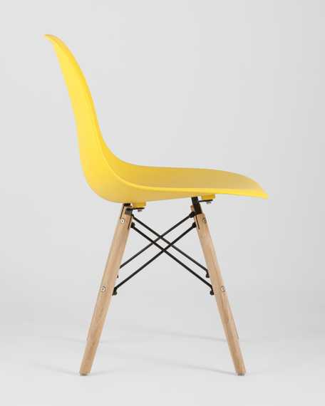 Eames Style DSW желтый пластик, стальной каркас, натуральный массив бука
