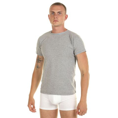 Хлопковая футболка с круглым вырезом горловины (Размер: XXL) (Цвет: белый)