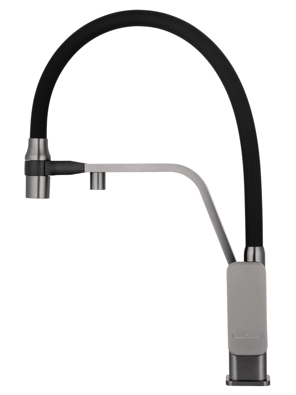 Смеситель для кухни с гибким изливом и подключением фильтра WONZON & WOGHAND, Темный графит (WW-88458013-BGM)