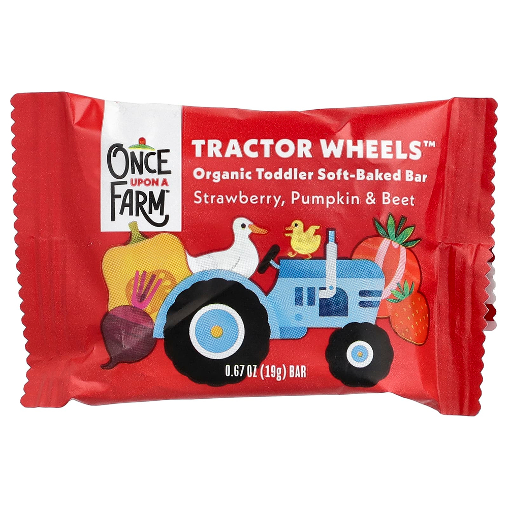 Once Upon A Farm, Tactor Circle™, органические запеченные батончики для малышей, клубника, тыква и свекла, 10 батончиков по 19 г (0,67 унции)