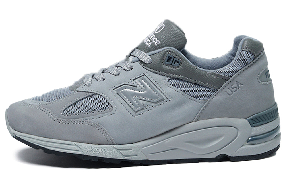 WTAPS x New Balance NB 990 V2 comfortable mesh fabric two-layer cowhide pigskin shock absorption, non-slip, wear-resistant, breathable, wrapping support, low-top running shoes for men and women with the same style of blue-gray American products