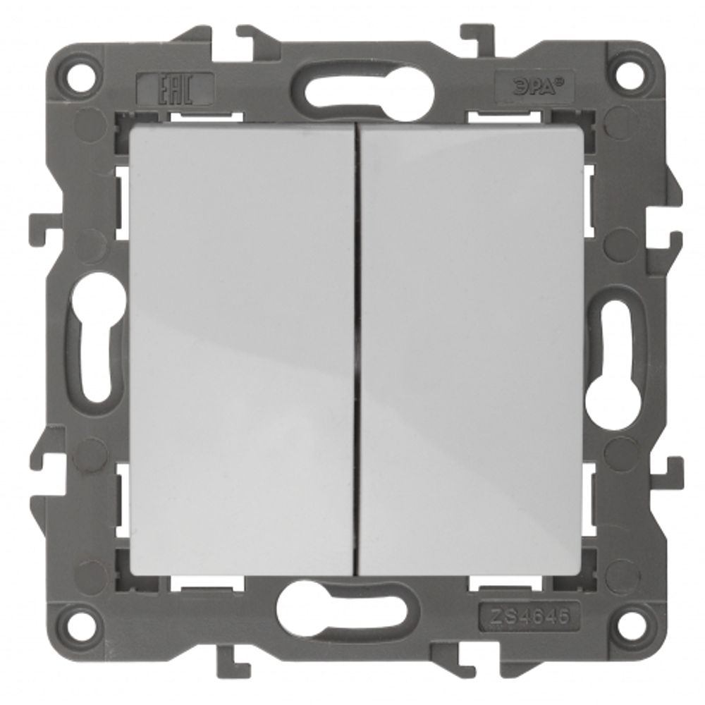 14-1104-01 ЭРА Выключатель двойной, 10АХ-250В, IP20, Эра Elegance, белый