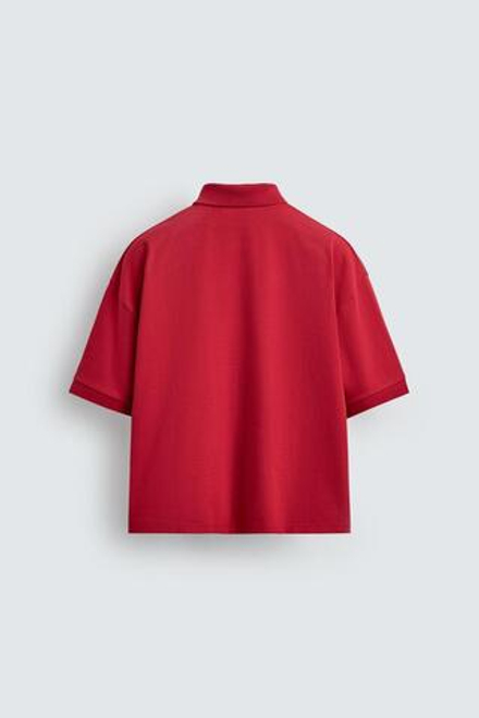 ZARA ПОЛО С ВЫШИВКОЙ, КРАСНЫЙ