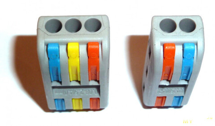 344 Клемма на 2 провода проходная с рычажком 0,08-4мм