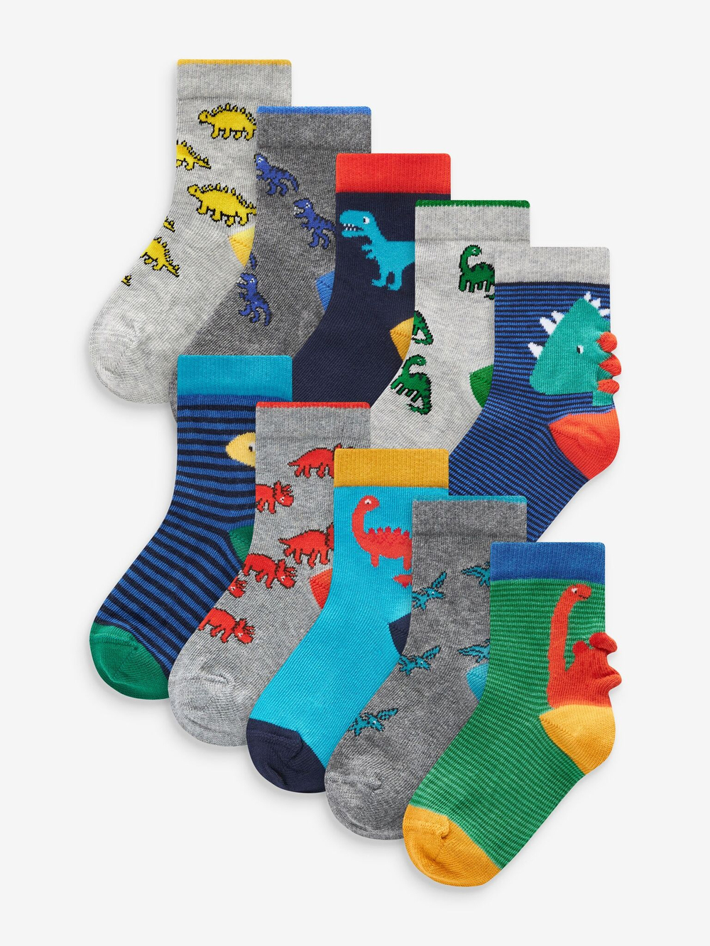 Носки хлопковые для мальчика Next 688-483, 10 шт., Серый, Синий, Зеленый