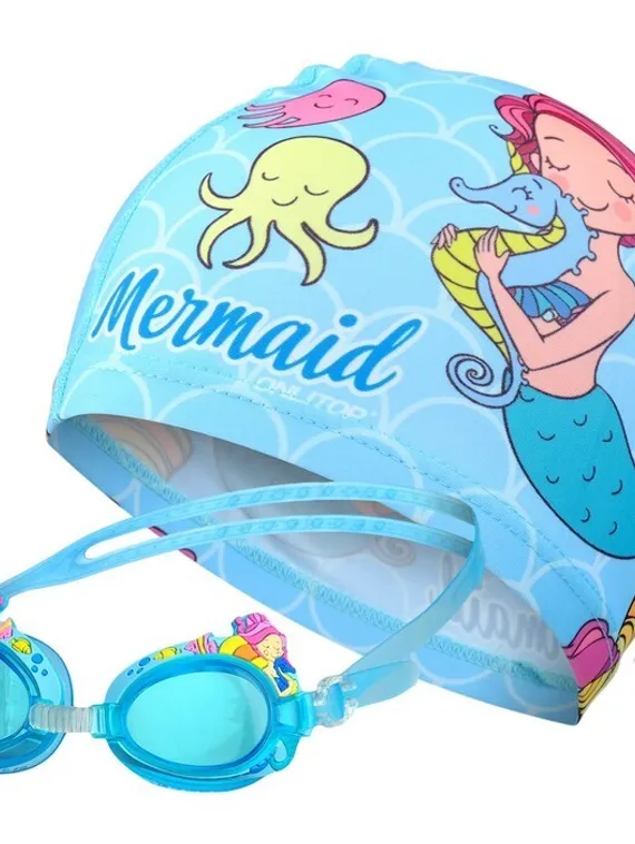 Набор детский «Русалка»: шапочка+очки для плавания, мешок