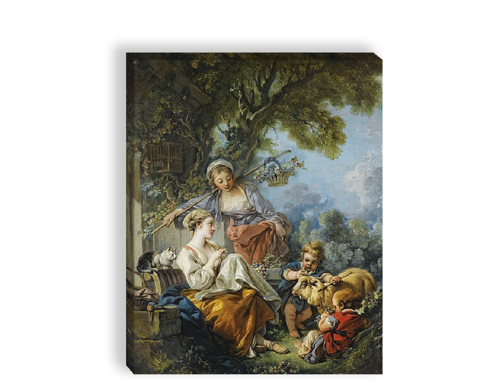 "Пасторальная сцена", Буше, Франсуа, картина (репродукция)