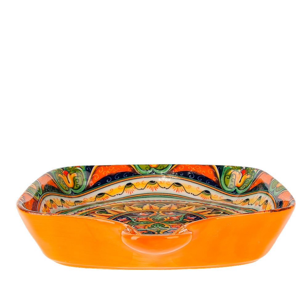 Блюдо с ручкой "Arabesque" (оранжевый) 23х14,5см (min9) (транспортная упаковка)