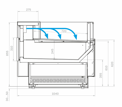 Гастрономическая витрина Carboma BAVARIA 4 GC110 SM 2,5-2 открытая (версия 2.0) (без боковин)
