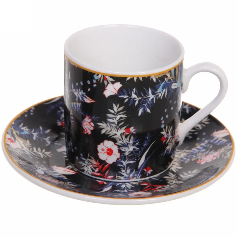 Кофейный набор 12 предметов «Paradise» (6кружек 90мл+6блюдец), черный