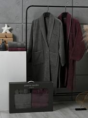 Набор махровый халат мужской и женский с полотенцами PIERRE CARDIN