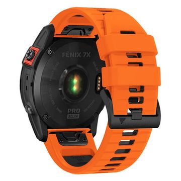 Ремешок двухцветный QuickFit 26 мм для Garmin Fenix 7x/6x/5x/5x plus/3, Descent, Tactix, Enduro, D2, Instinct 2X силиконовый (Оранжевый/черный)