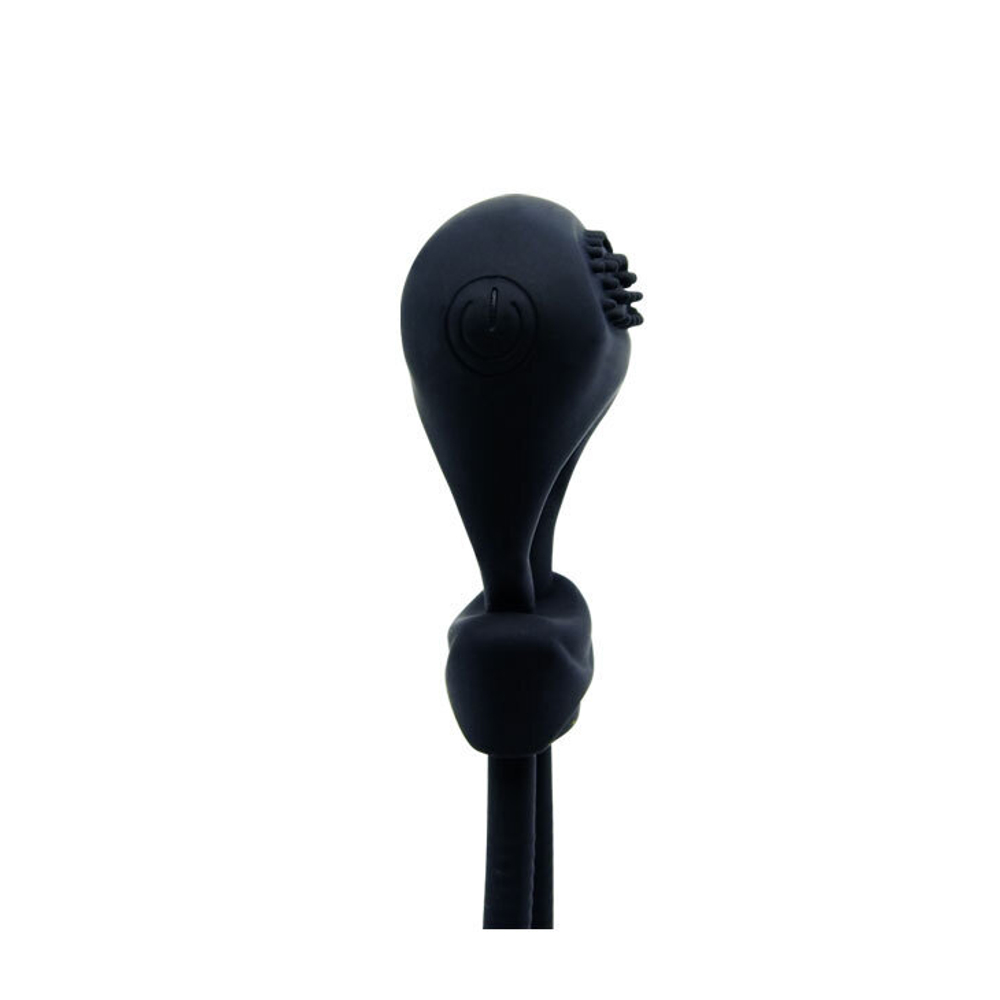 Чёрное лассо на пенис с вибрацией (Цвет: черный)