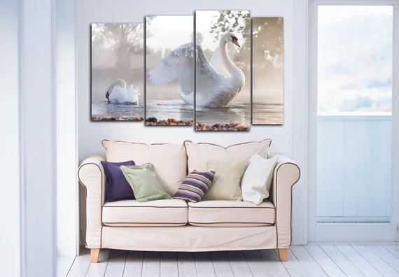 Модульная картина "Белые лебеди"
