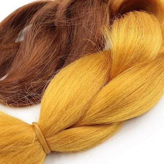 Канекалон 2-цветный 100гр 130см B38 коричнево золотистый