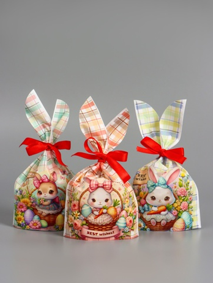 Пакет полиэтиленовый подарочный с ушками «Зайчик и корзина», 13×23±1 см, 10942846, Китай