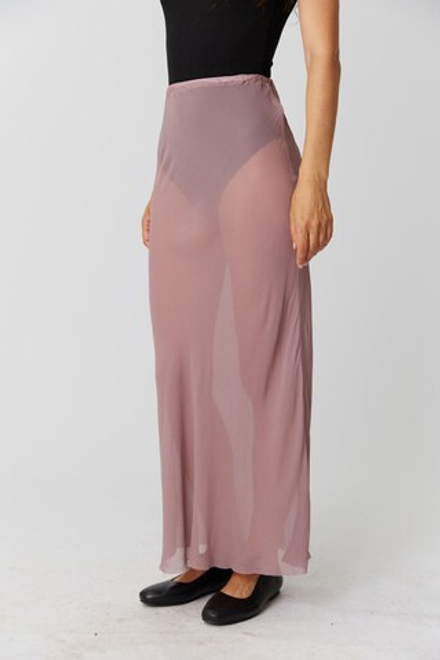 Юбка макси прозрачная цвета какао