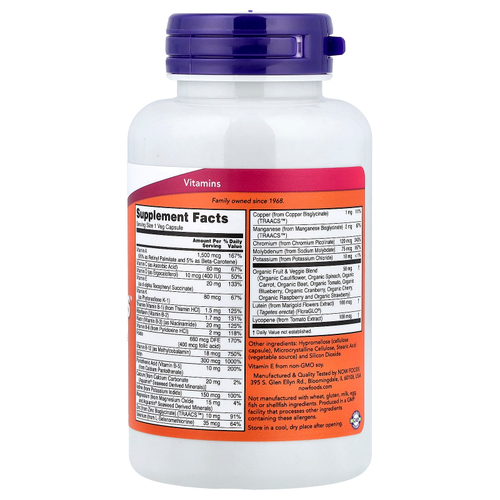 NOW Foods, Daily Vits™, мультивитамины и минералы, 120 растительных капсул