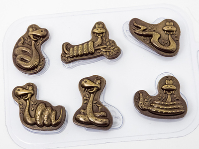 Пластиковая форма для шоколада "Веселые змейки"