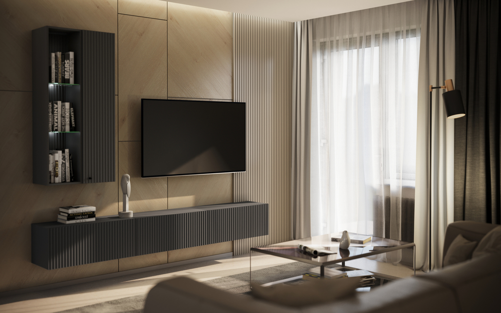 Шкаф навесной открытый Оливия, Графит, Графит глянец