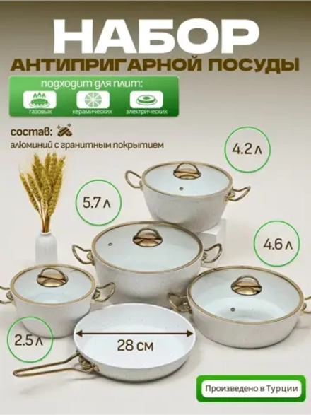 Набор посуды из аллюминия с гранитным покрытием Lines