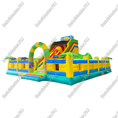 Надувной батут "Мульти-сафари крокодил" 11*10*7 м, с окнами по бокам