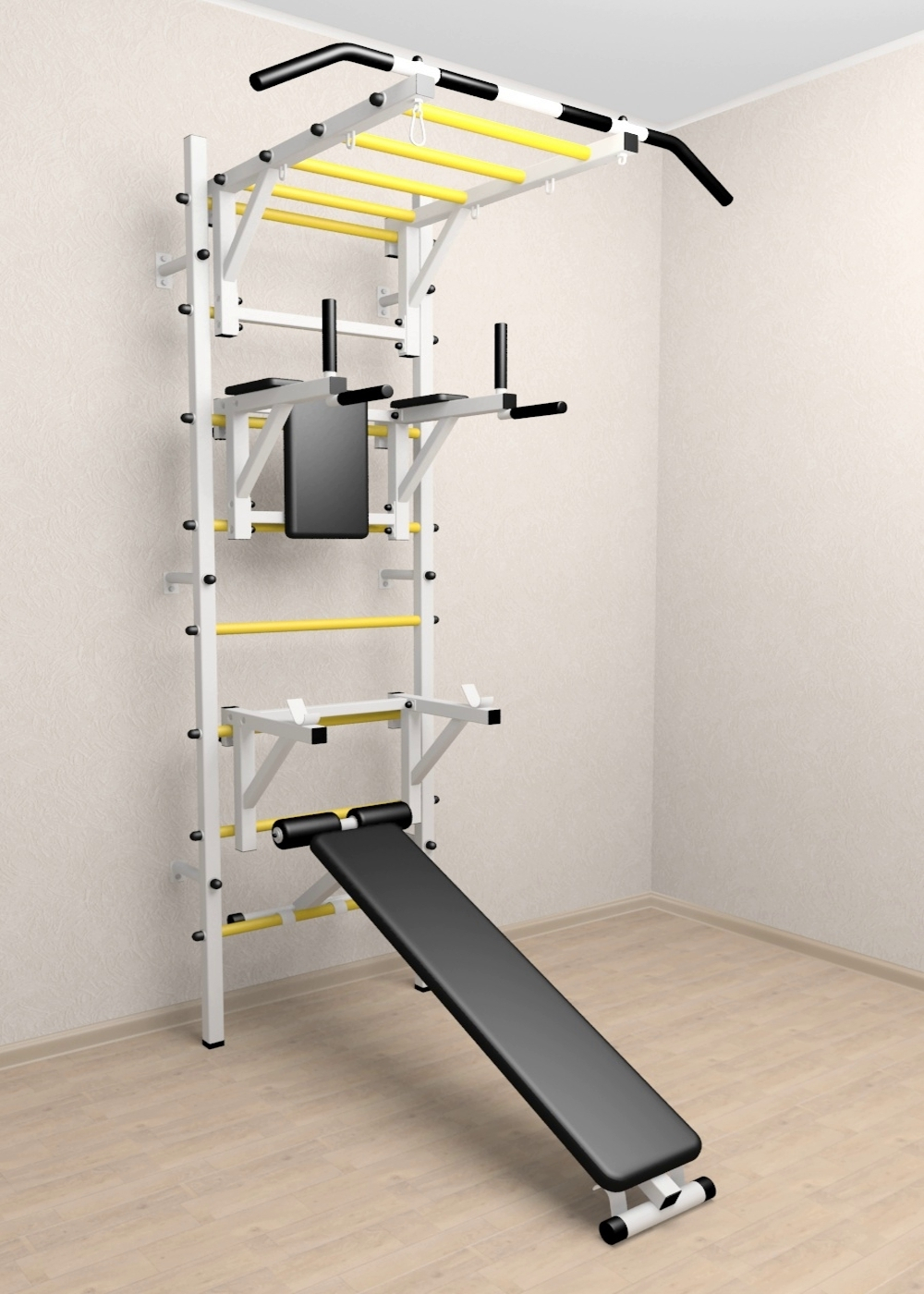 Шведская стенка Sv Sport усиленная 626 (Турник рукоход/Брусья/Стойка/Скамья)