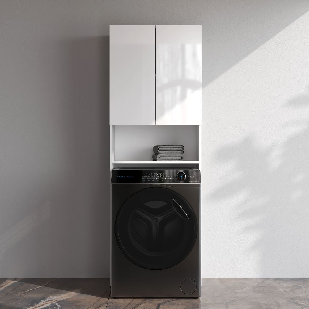 Шкаф над стиральной машиной с дверями и открытой полкой, узкий, 65 см, белый AM.PM X-Joy M85CSX06521WG1