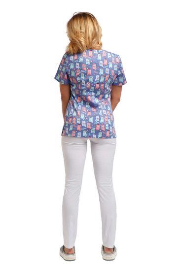 Блуза женская С1424 (принт-стрейч/принт котята/джинс)