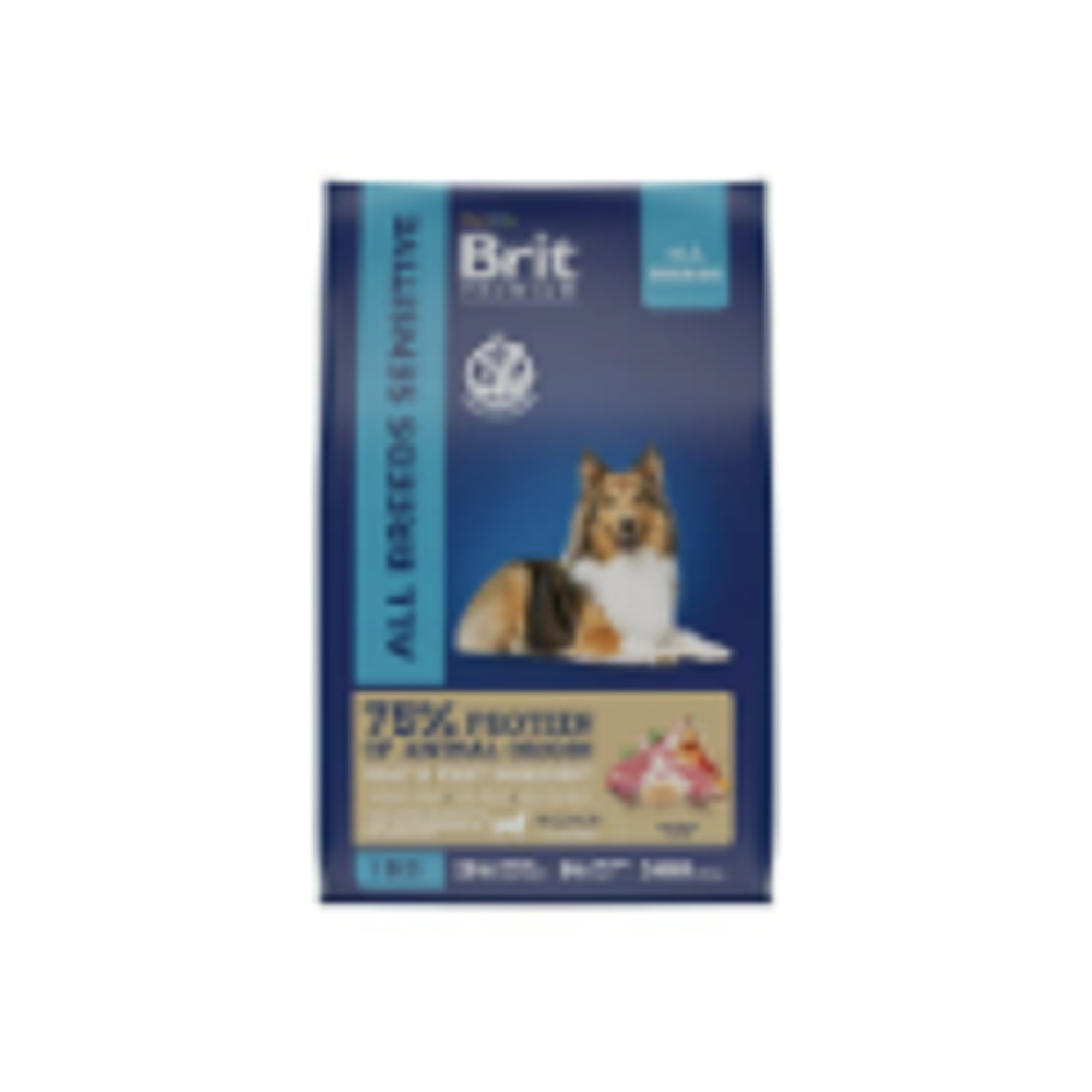 Корм для собак сухой BRIT PREMIUM с ягнёнком и индейкой для собак всех пород "Dog Sensitive", 1кг