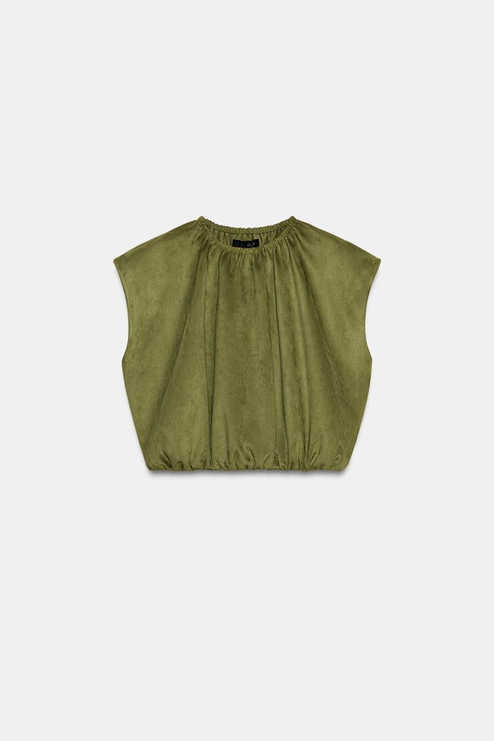 ZARA ТОП ОБЪЕМНОГО КРОЯ ИЗ ИМИТАЦИИ ЗАМШИ, ХАКИ