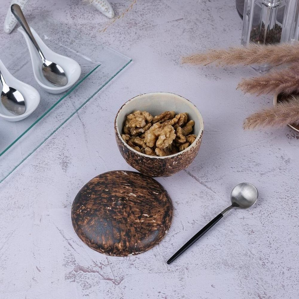 Емкость для подачи 260 мл с крышкой d 9,5/4,5 см h8,5 см Dark Brown Mushroom Frutti di Mare P.L. [1]