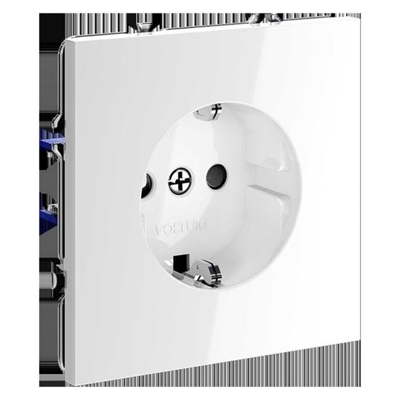 Розетка встраиваемая Voltum S70 с заземлением и защитными шторками, 16А, (белый глянцевый) VLS040201