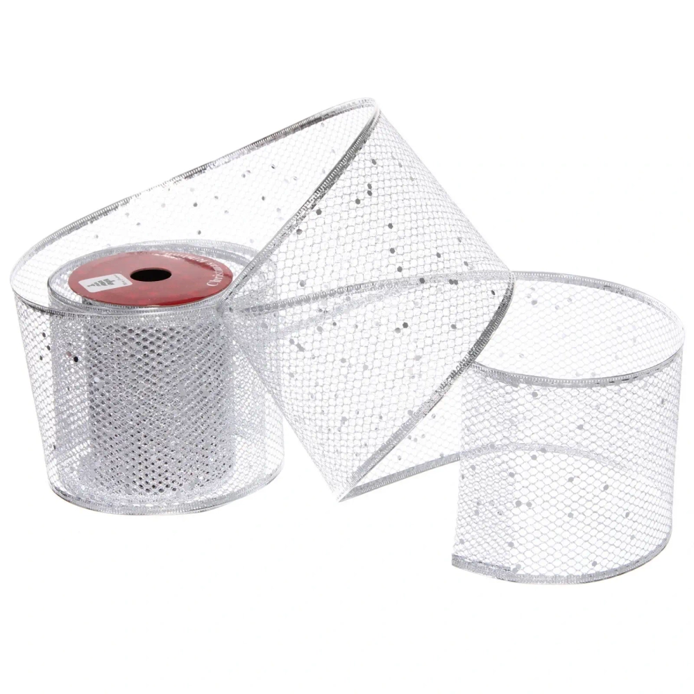 Лента для декорирования «Мерцание» 10 см, 2,7 м, Серебро