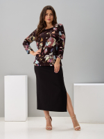 Лонгслив ЛНв-306/коричневый-цветыабстракция