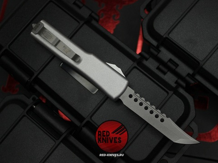 Нож Microtech UTX-70 A+++ HELLHOUND H/E GRAY - серый апокалиптик клинок, серая рукоять