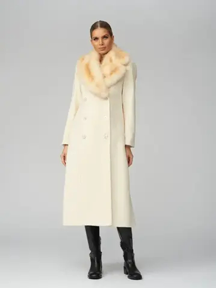 Женское кашемировое пальто с мехом соболя