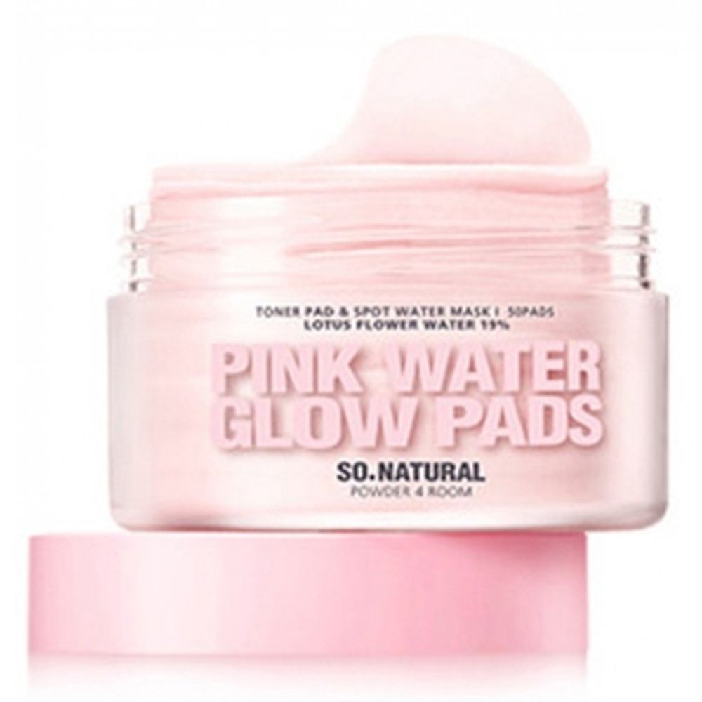 So Natural Педы увлажняющие с экстрактом лотоса и керамидами - Pink water glow pads, 50шт