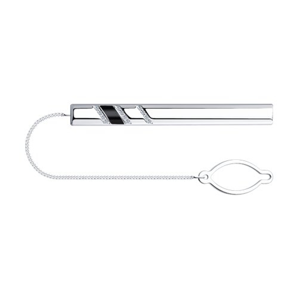 Зажим из серебра с фианитами