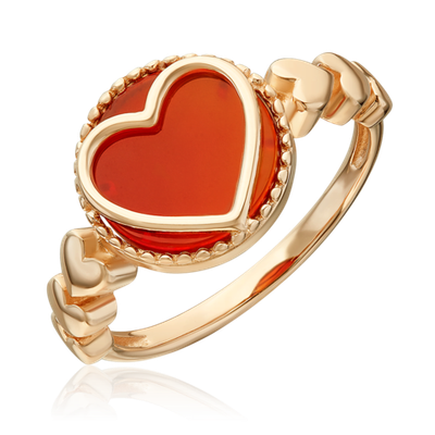 Кольцо «Пылкая любовь» из красного золота с сердоликом