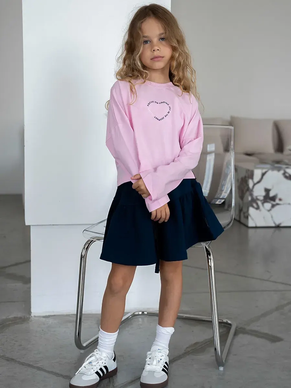 Осенний костюм для девочки, лонгслив и шорты