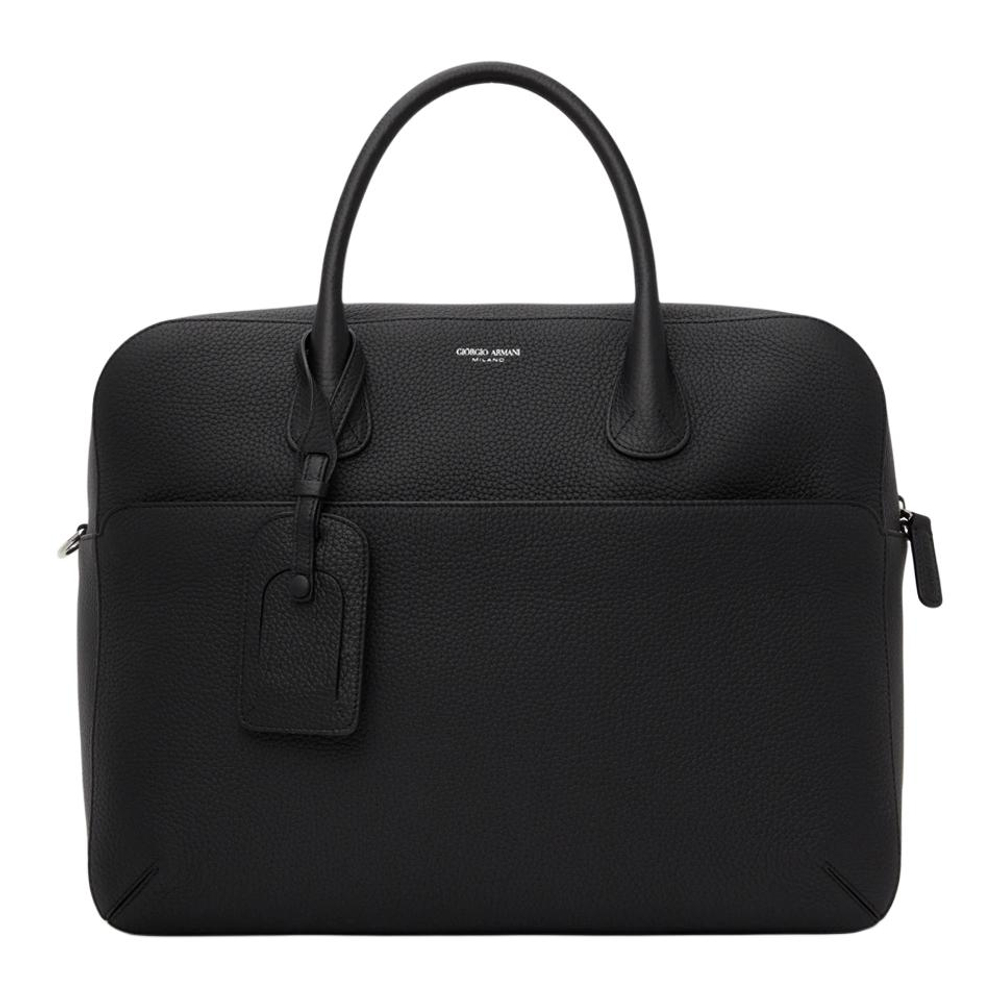 EMPORIO ARMANI Leather Handbag Laptop Bag Men"s Black