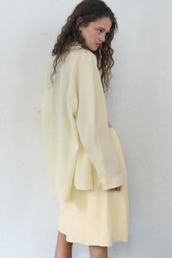 ZARA РУБАШКА ОВЕРСАЙЗ ИЗ ПОПЛИНА, СВЕТЛО-ЖЕЛТЫЙ