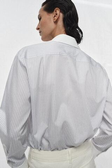 ZARA РУБАШКА В ПОЛОСКУ С КОНТРАСТНЫМ ВОРОТНИКОМ — ZW COLLECTION, ПОЛОСКИ