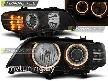 Передние фары angel eyes black led indicator для BMW X5 E53