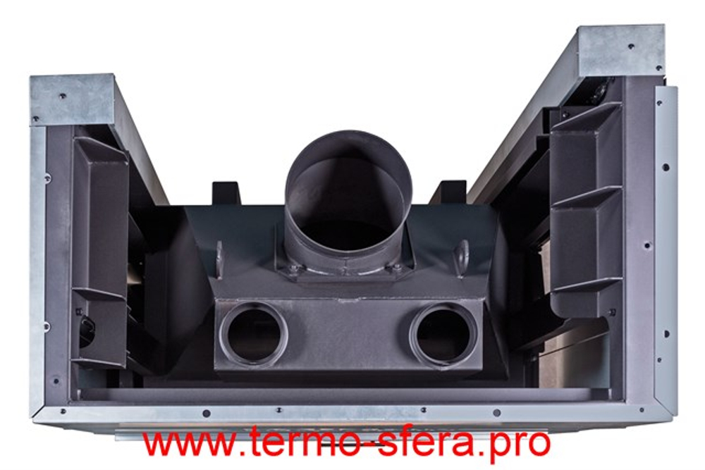 Каминная топка Экокамин ДЕЛЬТА 1000 RB два стекла принтинг правая черный шамот